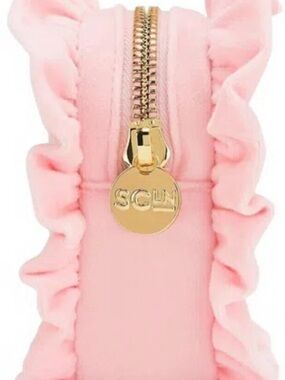 Stoney Clover Lane Pink Velvet Ruffle Small Pouch~Sunburst in Pink
